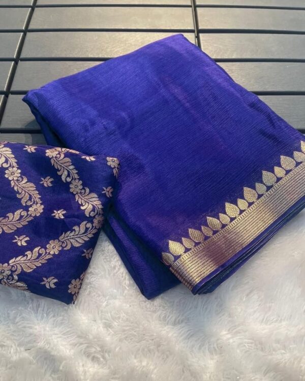 ARPITA Pure viscose Georgette saree with pallu with same tone - Image 6