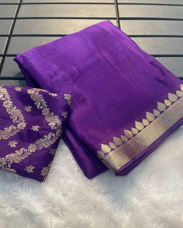 ARPITA Pure viscose Georgette saree with pallu with same tone - Image 8