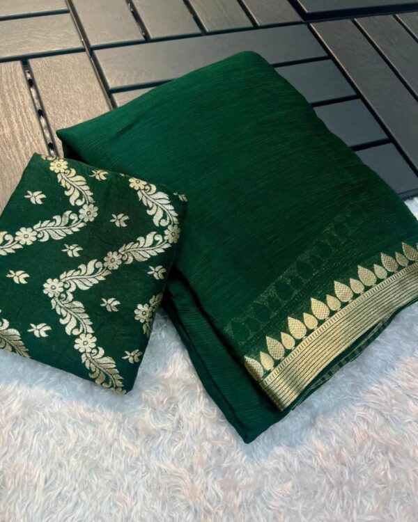ARPITA Pure viscose Georgette saree with pallu with same tone - Image 9