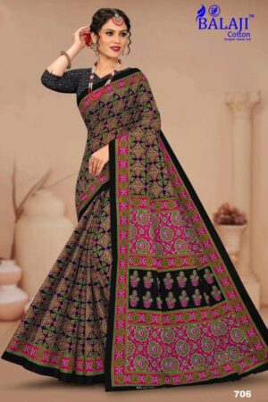 Balaji cotton ajrak masleen vol 7 series 701-710 cotton wholesale saree