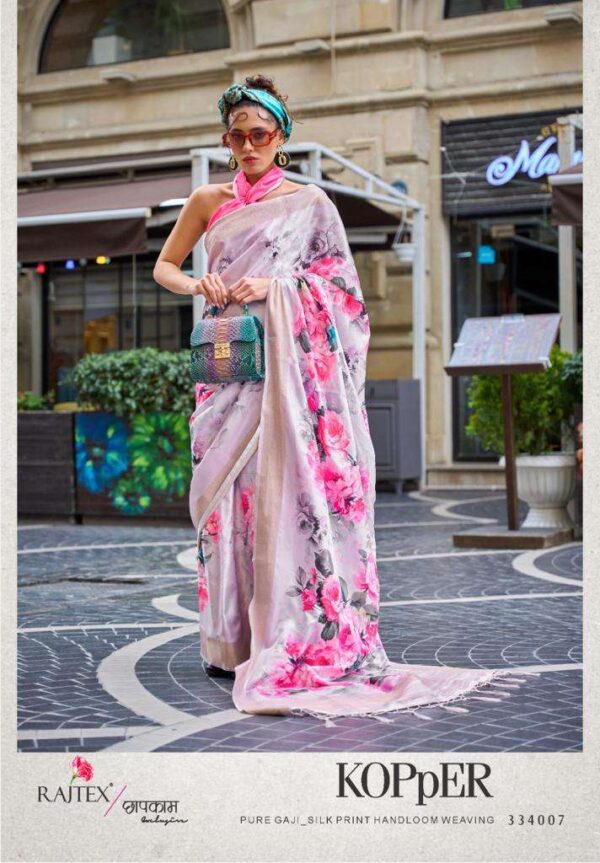 rajtex kopper designer poly gaji saree - Image 11