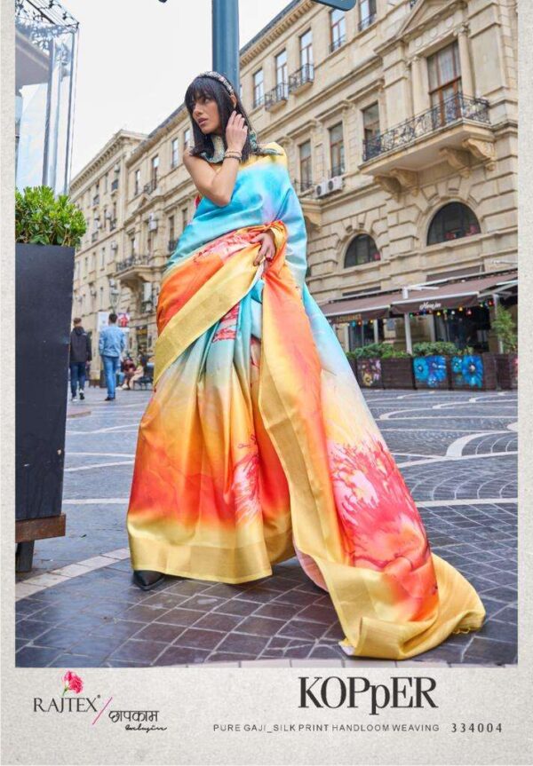 rajtex kopper designer poly gaji saree - Image 17