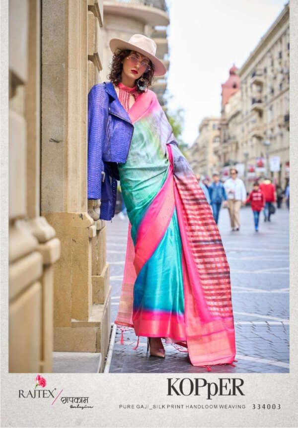rajtex kopper designer poly gaji saree - Image 18