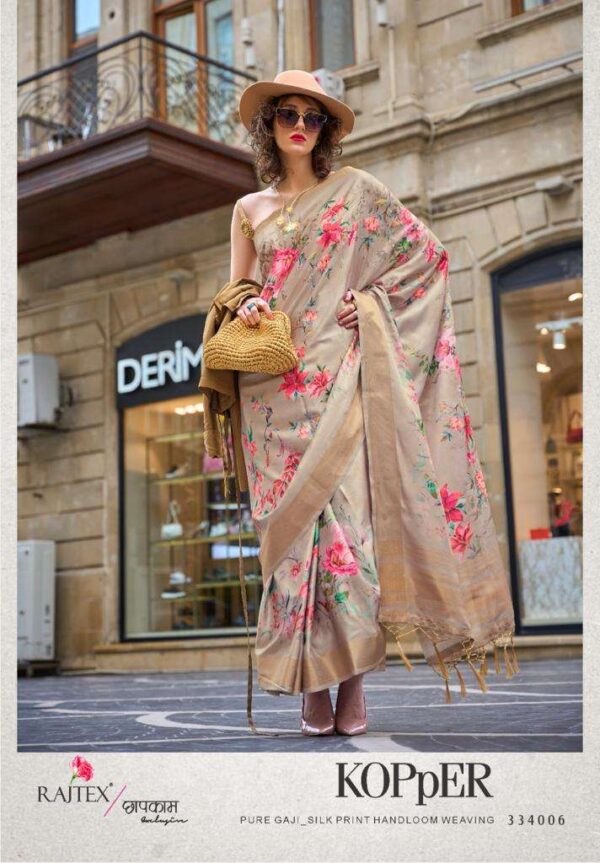 rajtex kopper designer poly gaji saree - Image 19