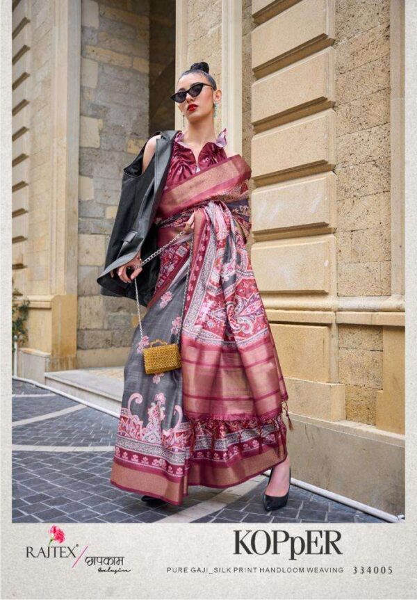 rajtex kopper designer poly gaji saree - Image 20
