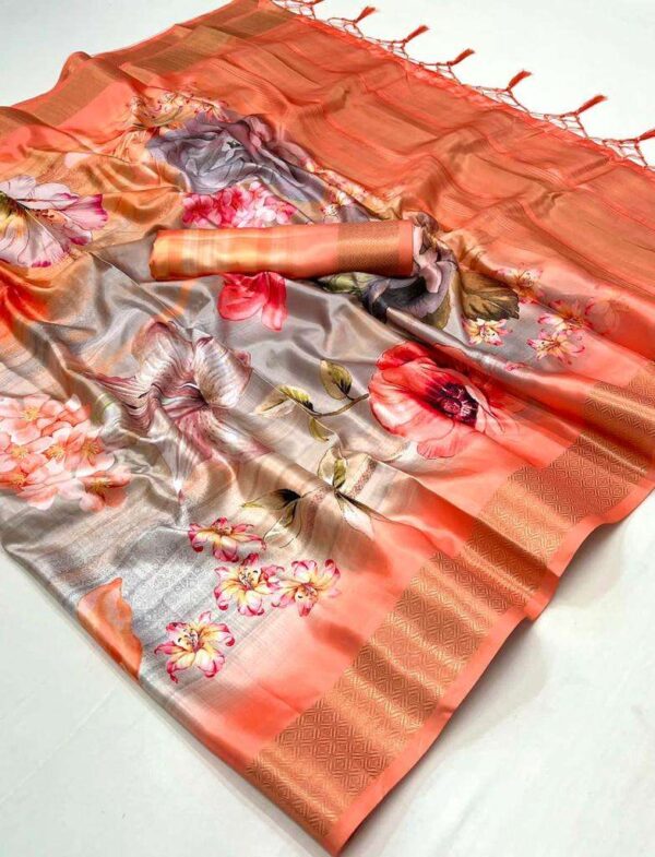 rajtex kopper designer poly gaji saree - Image 6