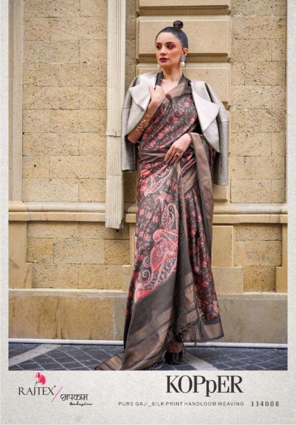 rajtex kopper designer poly gaji saree - Image 10