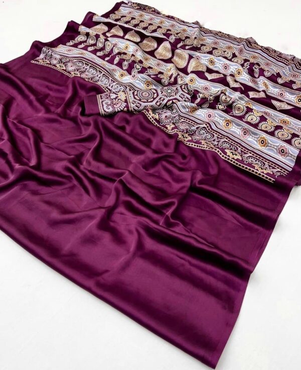 Rajtex Pure Ajrakh-01 01A TO 01E Satin Crepe Ajrakh Gala Print Sarees - Image 7