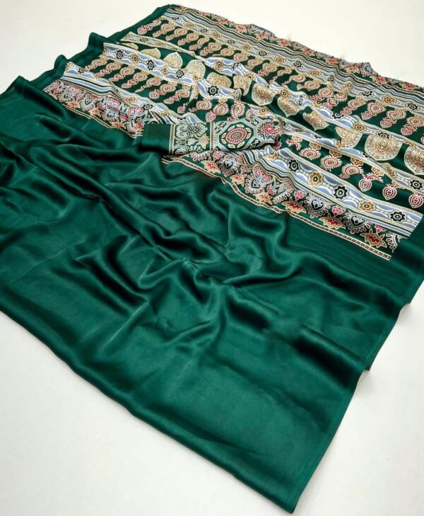 Rajtex Pure Ajrakh-01 01A TO 01E Satin Crepe Ajrakh Gala Print Sarees - Image 10