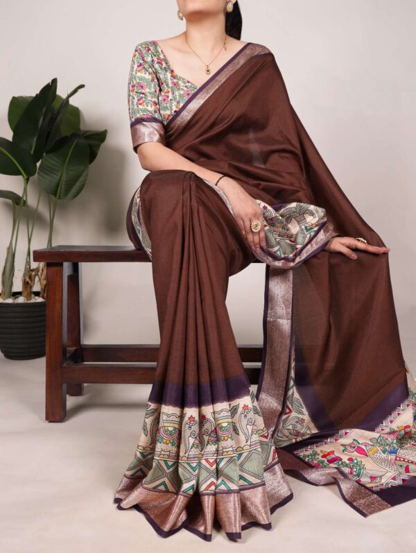 YNF7022CFE Tussar Silk With Viscose Border wholesale saree - Image 3