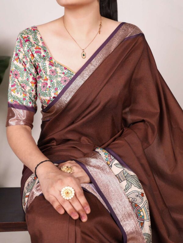 YNF7022CFE Tussar Silk With Viscose Border wholesale saree - Image 4
